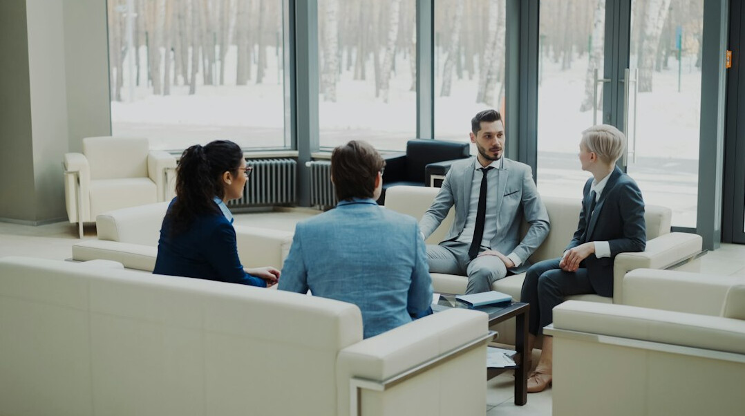 business leader in conversation