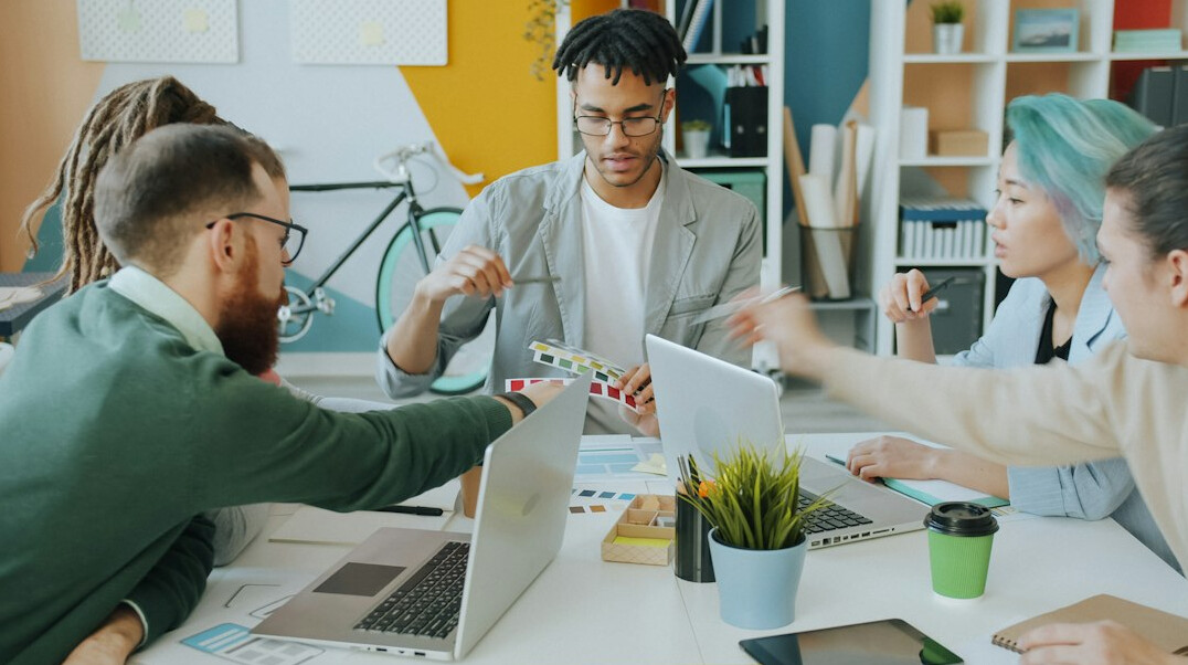 diverse business team collaborating