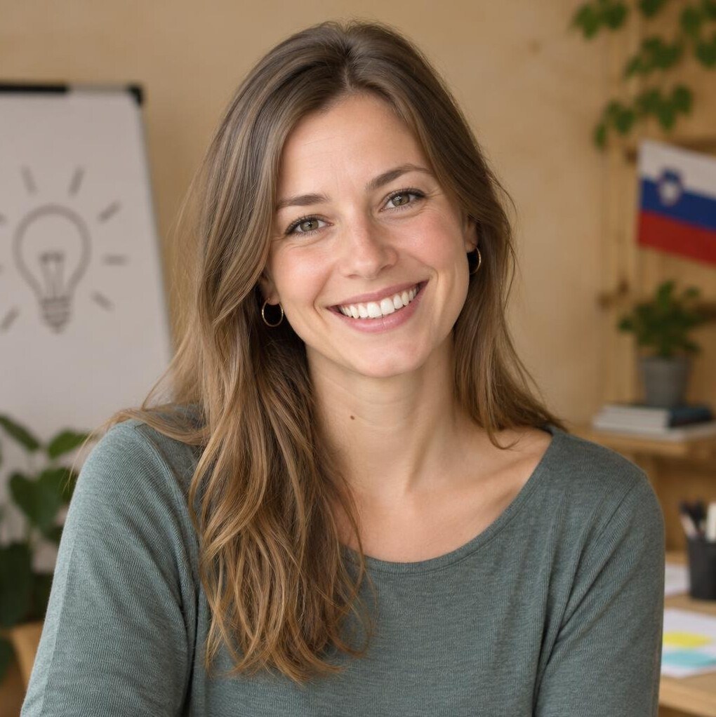 Woman with light hair and bright smile portrait